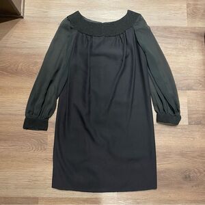 VINTAGE- Mod 60s Sheath Dress with Sheer Puff Sleeves Size Medium